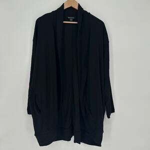 Athleta Black Cocoon Cardigan Women’s 1X Open Front Modal Blend Drape Knit